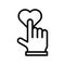 Hand push heart button vector, Social media line style icon