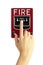 Hand is pushing fire alarm switch