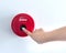 Hand is pushing fire alarm switch