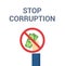 Hand puts bribe - illustration in flat style. Stop Corruption concept.