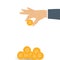 Hand Puts Gold Coin - Contribution to the Future. Vector Illust