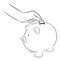 Hand putting coins into saving piggy bank