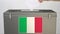 Hand putting paper ballot into ballot box with flag of Italy. Election related clip