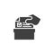 Hand putting voting ballot in a box vector icon