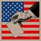 Hand putting voting paper on the USA flag background