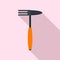 Hand rake tool icon, flat style