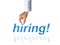 Hand of recruiter advertising for job vacancies to hire for business