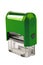 Hand rectangular automatic stamp, a brilliant green color.