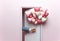 Hand Releasing Heart Balloons Through Door. Valentine\\\'s day concept
