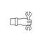 hand, repair, service line icon on white background