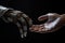 Hand robot human touch. Generate Ai
