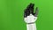 Hand robot says hello and goodbye . Green screen. Slow motion. Close up
