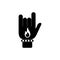 Hand rock with fire tattoo melody sound music silhouette style icon