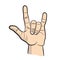Hand in rock n roll sign, gesture. icon