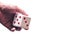 Hand & Rolling Dice. Hand rolls a dices on white isolated background