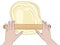 Hand rolling dough with a rolling pin. Realistic drawing. Vector