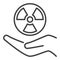 Hand with Round Radiation symbol vector outline icon or symbol