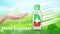 Hand Sanitizer gel ads. Antibacterial effect, antiseptic hand gel in bottles with leaves elements. Horizontal banner Best