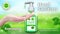 Hand Sanitizer gel ads. Antiseptic hand gel in bottles with dispenser. Horizontal banner Best protection against viruses, with