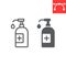 Hand sanitizer line and glyph icon, hygiene and disinfection, hand soap sign vector graphics, editable stroke linear