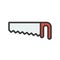 Hand saw, Filled outline icon, carpenter and handyman tool and equipment set