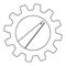 Hand saw or handsaw carpentry tool  in gear icon for apps and websites