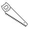 Hand saw thin line icon, Garden and gardening concept, Hacksaw sign on white background, metal handsaw icon in outline