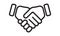 Hand shake vector line icon. Business handshake, partnership agreement and friendship deal