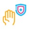 Hand Shield With Cross Icon Outline Illustration