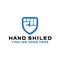 Hand Shield logo Design vector emblem