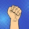 Hand showing fist deaf-mute gesture human arm hold communication and direction design fist touch pop art style colorful