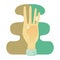 hand showing four fingers. Vector illustration decorative design