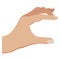 Hand showing something small. Holding hand. Realistic gesture. Flat style vestor illustration.