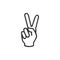Hand showing two finger icon isolated. Victory hand sign. Flat design