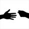 The hand shows gesture the fico to the handshake.