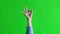 Hand shows gesture fingers okay, ok, all right. Green screen