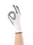 Hand shows o\'key sign in glove