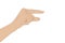 Hand shows small size, index and thumb. Vector stock illustration eps 10.