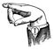 Hand sign Round Mixed Wide High Vowel, vintage illustration