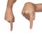 Hand signs. Male finger pointing down