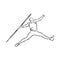 Hand sketch athlete throwing a javelin. Vector illustration