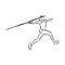 Hand sketch athlete throwing a javelin. Vector illustration