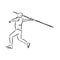 Hand sketch athlete throwing a javelin. Vector illustration