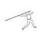 Hand sketch athlete throwing a javelin. Vector illustration