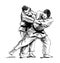 Hand sketch competing judo