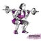 Hand sketch of a women with a barbell. Vector sport illustration.