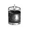 Hand-sketched aromatic candle illustration,. Vector sketch of burning paraffin candle. For aromatherapy, hygge home or holiday