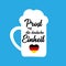Hand sketched Beer Mug with Prost auf die deutsche Einheit quote in German, translated Cheers for the German Unity day