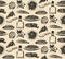 Hand sketched italian cuisine elements seamless pattern. Traditional southern europe meal background.
