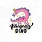 Hand sketched pink dino vector illustration with lettering typography. Concept for children t-shirt print. Pink dino logotype,